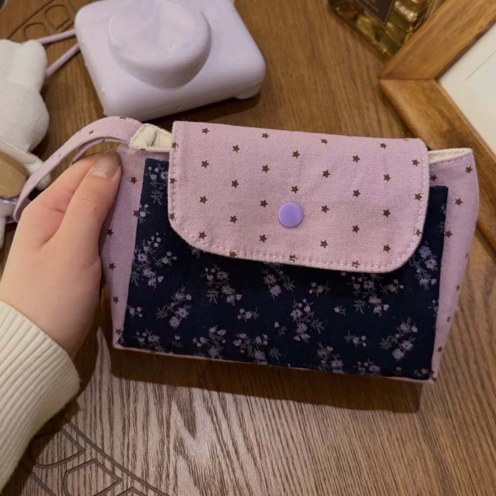 Purple Print Floral Makeup Bag - Lifestyle Of Korean review and price